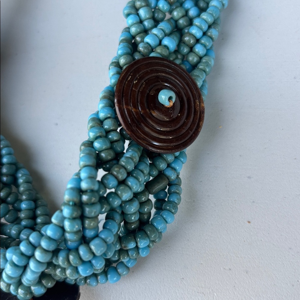 Blue Braided Beaded Red Rope Belt - Picture 7 of 8